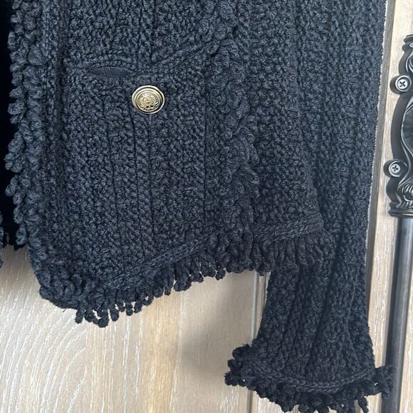 Intermix Ikaterina Fringe Knit Jacket black size 2 - Picture 10 of 16